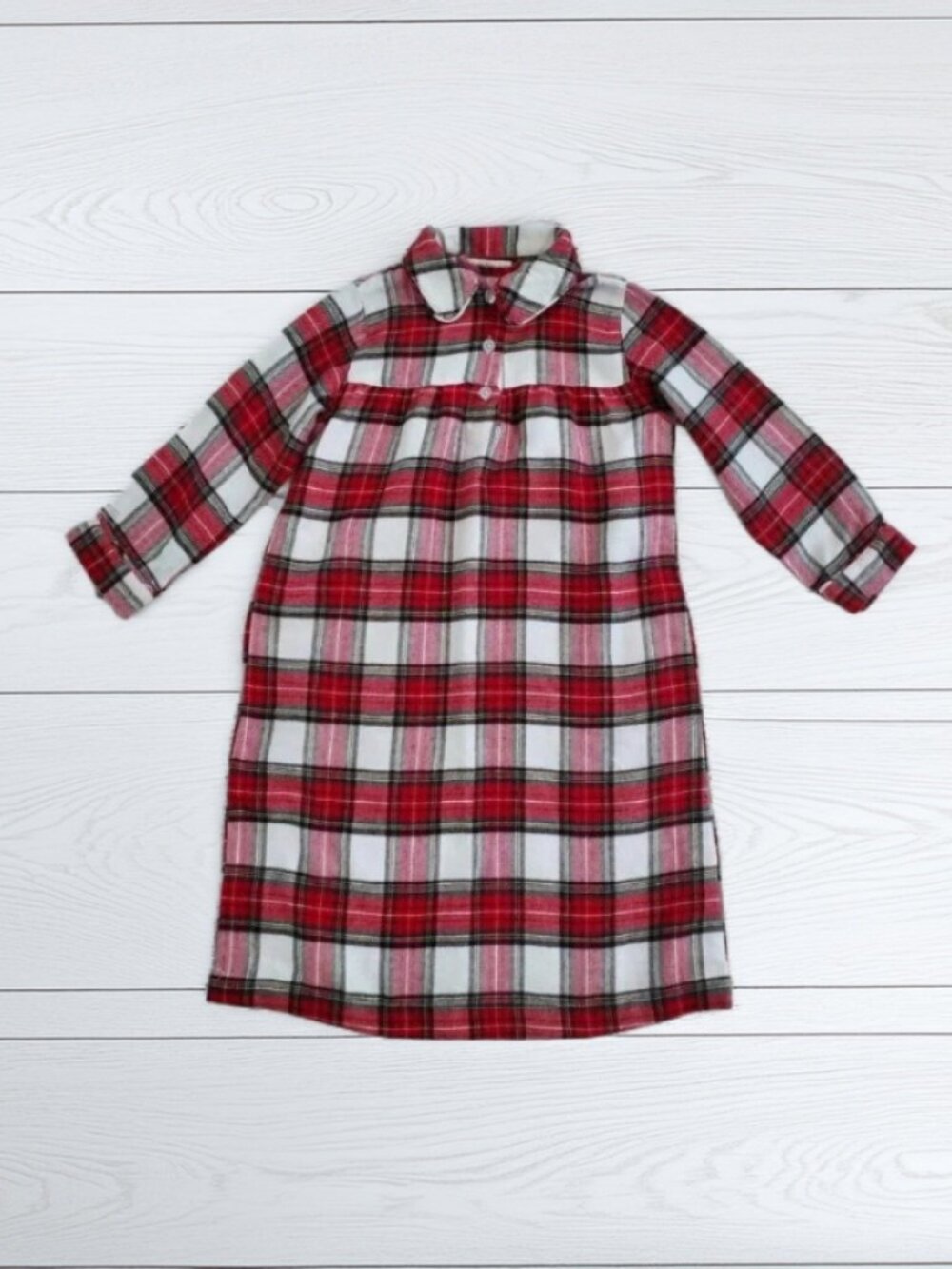 Pottery Barn Kids Red Plaid Flannel Nightgown Size 3T